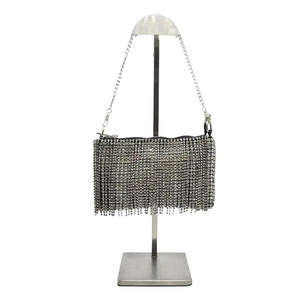 MICHELLE - STRASS ARGENTO BASE NERO - Marie Louise Bag 
